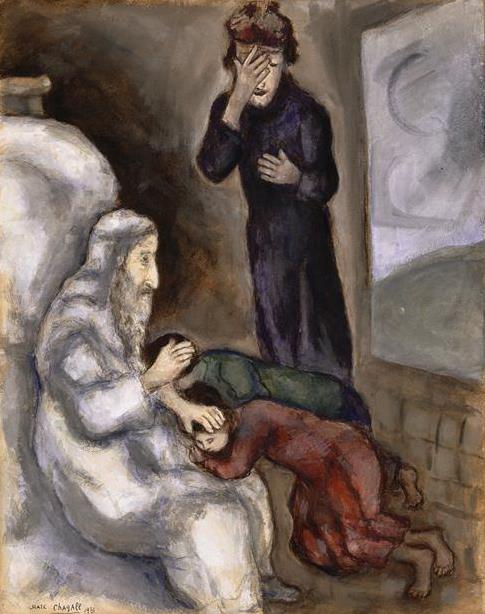 Segen von Ephraim und Manasse Zeitgenosse Marc Chagall Ölgemälde